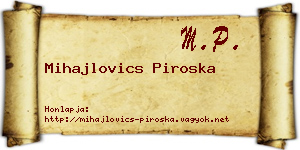 Mihajlovics Piroska névjegykártya